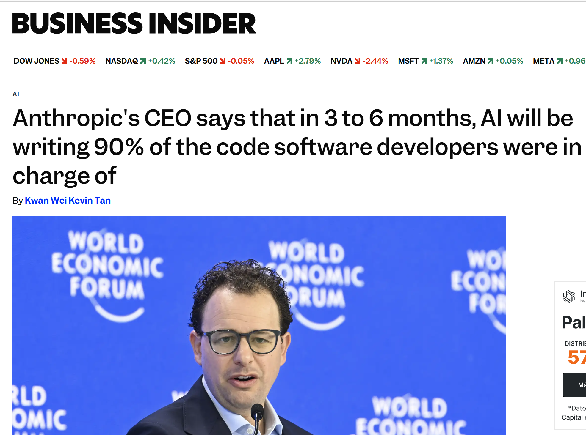 Anthropic CEO in 6 months AI will write 90% of the code