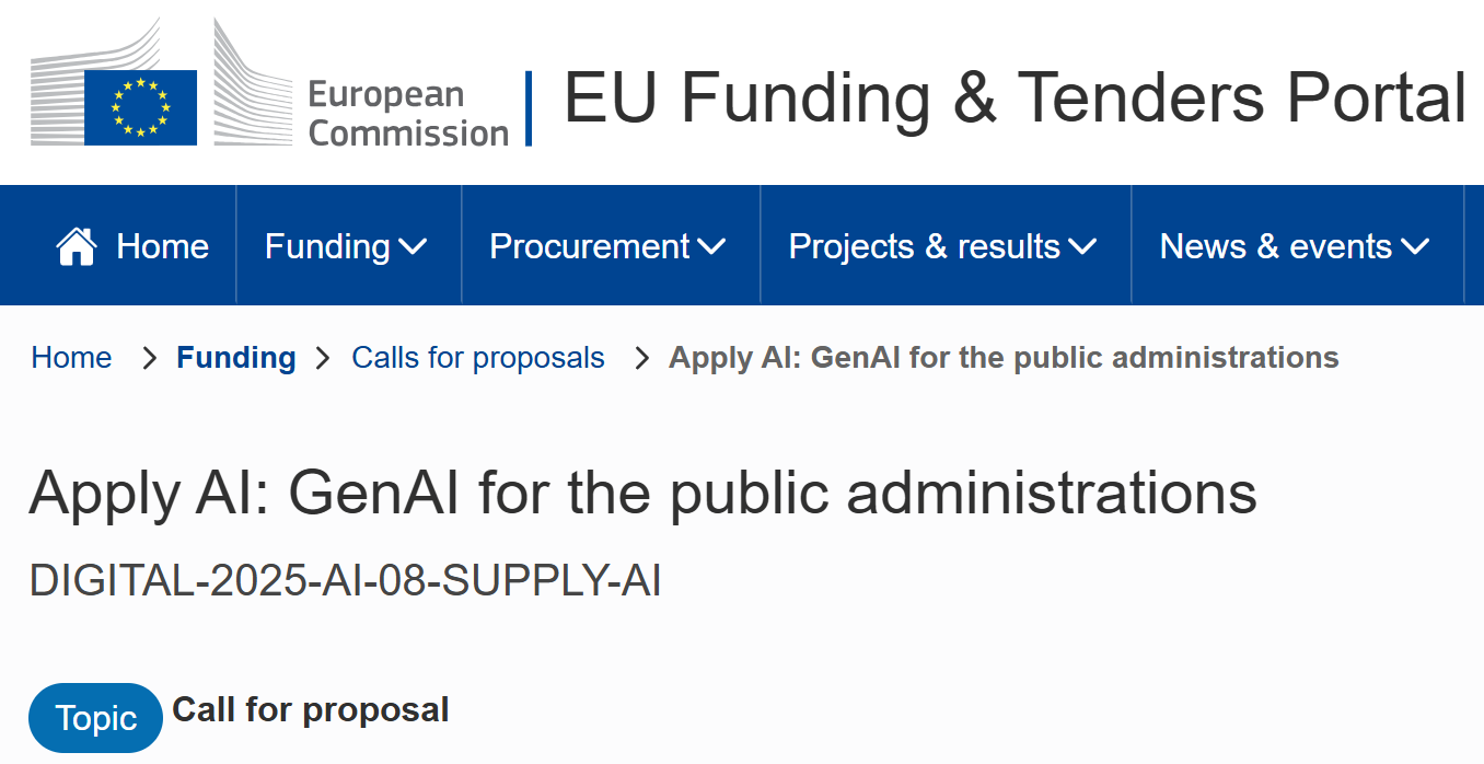 Apply AI GenAI for public administrations EU Call 2025