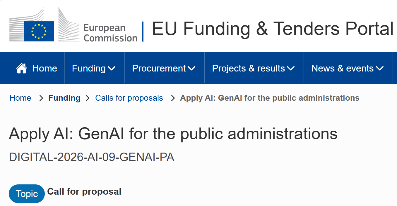 Apply AI GenAI for public administrations EU Call 2026