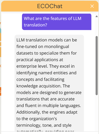 ECOChat LLM Translation Features