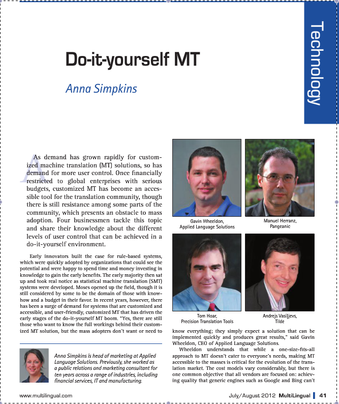 DIY MT Pangeanic Multilingual magazine DIY_MT_Pangeanic_Multilingual_first_page