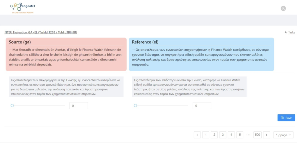 Typical Evaluation Screen