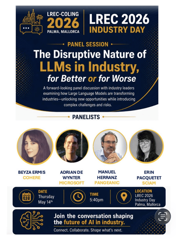 LREC Panel The Disruptive Nature of LLMs_Beyza Ermis_Adrian de Wynter_Manuel Herranz_ Eric Pacquetet