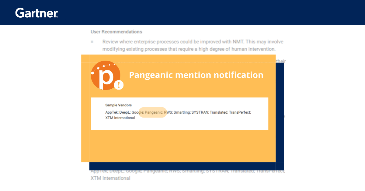 Snapshot of Pangeanic’s mention in Gartner's research