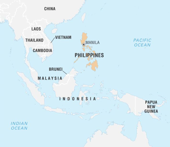 Map of Philippines, where Tagalog is spoken